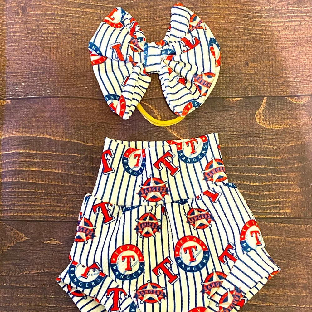 Texas rangers Handmade with love baby Nylon bow and shorts0-24 months